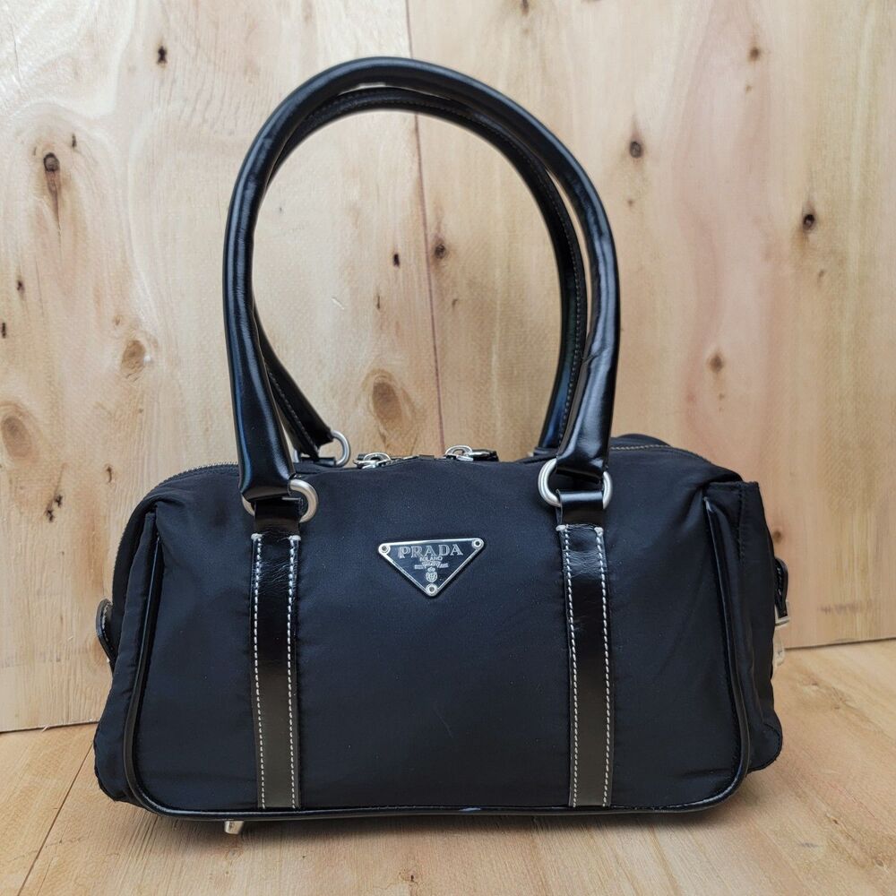 Prada Tessuto Nylon Bag Leather Trim Black